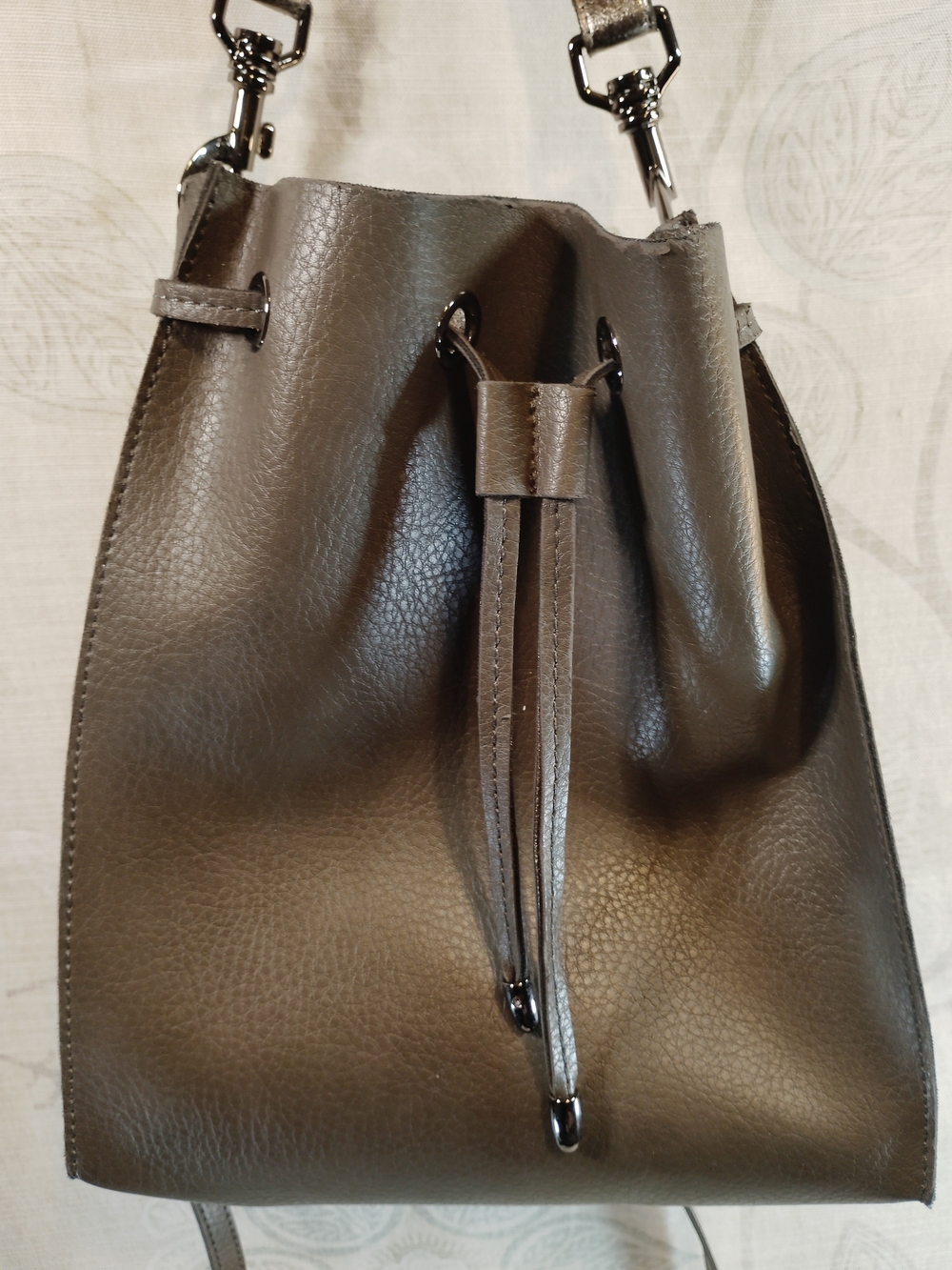 Neiman Marcus Drawstring Bucket Bag - Dark Grey